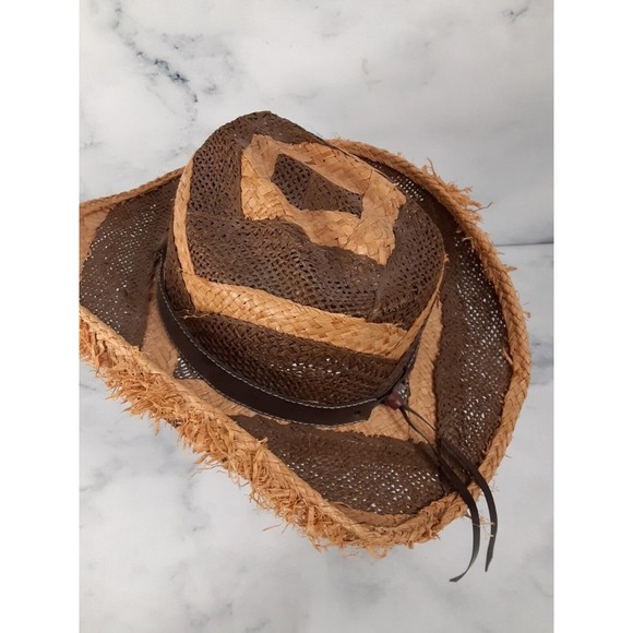 MAVERICK Distressed Straw Western Cowboy Hat One Size 7"X 8" inside measurements - Picture 5 of 11